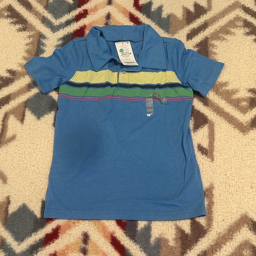 Carter's Blue Polo with Colorful Stripes